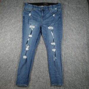 Torrid Jeans Women 14/16? Blue Bombshell Skinny Distressed Premium Stretch Denim